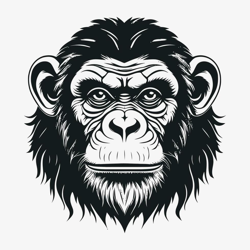 apa vektor logotyp enkel realistisk natur primat afrika gorilla marmoset schimpans konst teckning illustration vild djur-