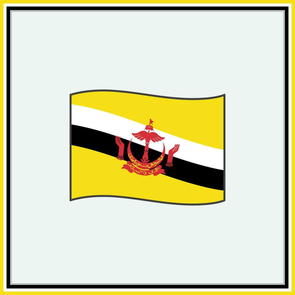 brunei darussalam flagga tecknad serie vektor illustration. flagga av brunei darussalam platt ikon översikt. nationell brunei darussalam flagga