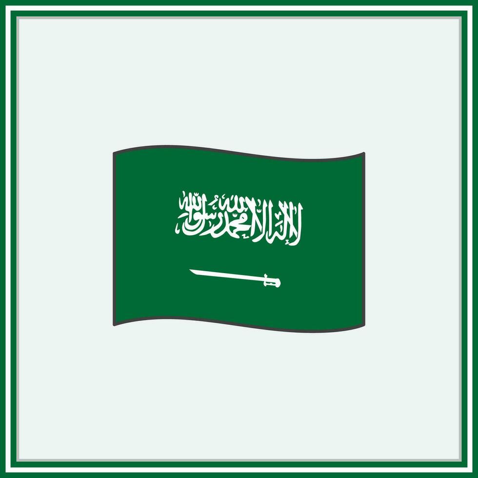 saudi arabien flagga tecknad serie vektor illustration. flagga av saudi arabien platt ikon översikt. nationell saudi arabien flagga