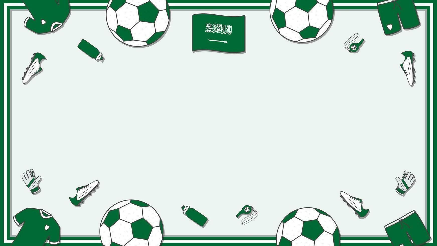 Fußball Hintergrund Design Vorlage. Fußball Karikatur Vektor Illustration. Meisterschaft im Saudi Arabien