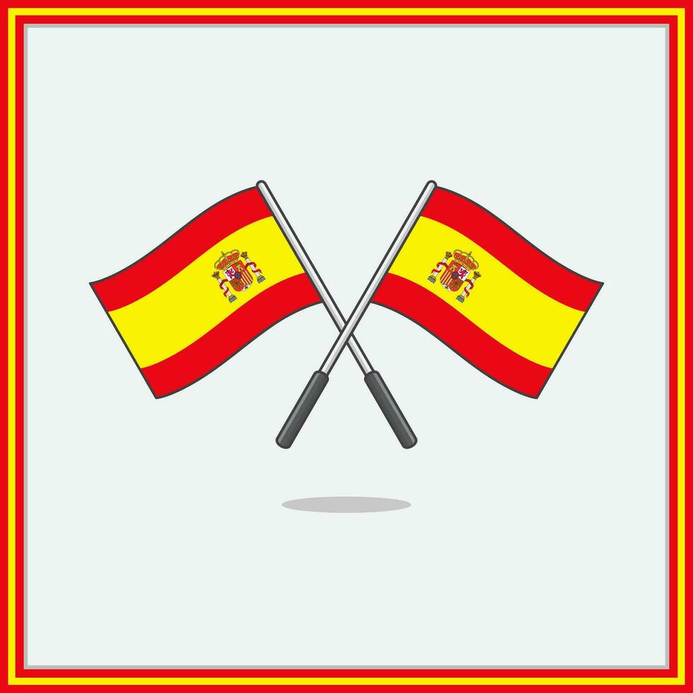 Flagge von Spanien Karikatur Vektor Illustration. Spanien Flagge eben Symbol Gliederung