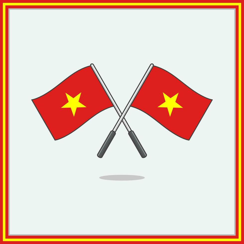 Flagge von Vietnam Karikatur Vektor Illustration. Vietnam Flagge eben Symbol Gliederung