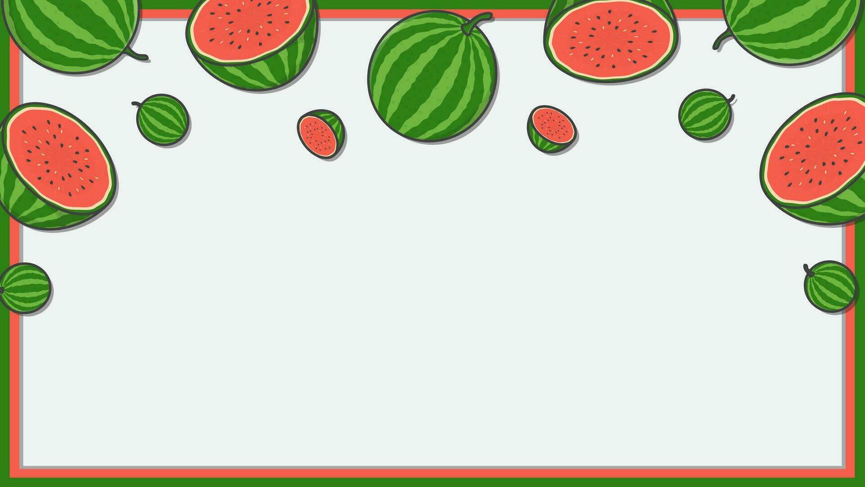 Wassermelone Obst Hintergrund Design Vorlage. Wassermelone Obst Karikatur Vektor Illustration. Wassermelone Obst