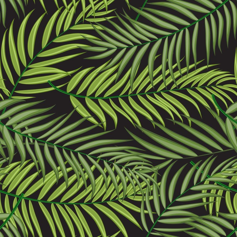 grön palmträdblad silhuett sömlösa mönster bakgrund vektorillustration vektor