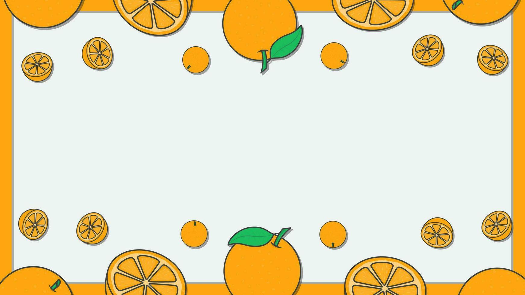 Orange Zitrusfrüchte Obst Hintergrund Design Vorlage. Orange Obst Karikatur Vektor Illustration. Obst