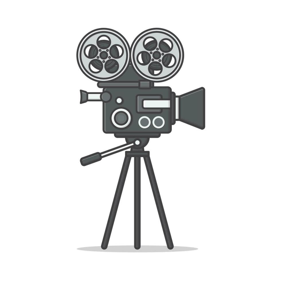 film kamera på en stativ vektor ikon illustration. film och filma platt ikon