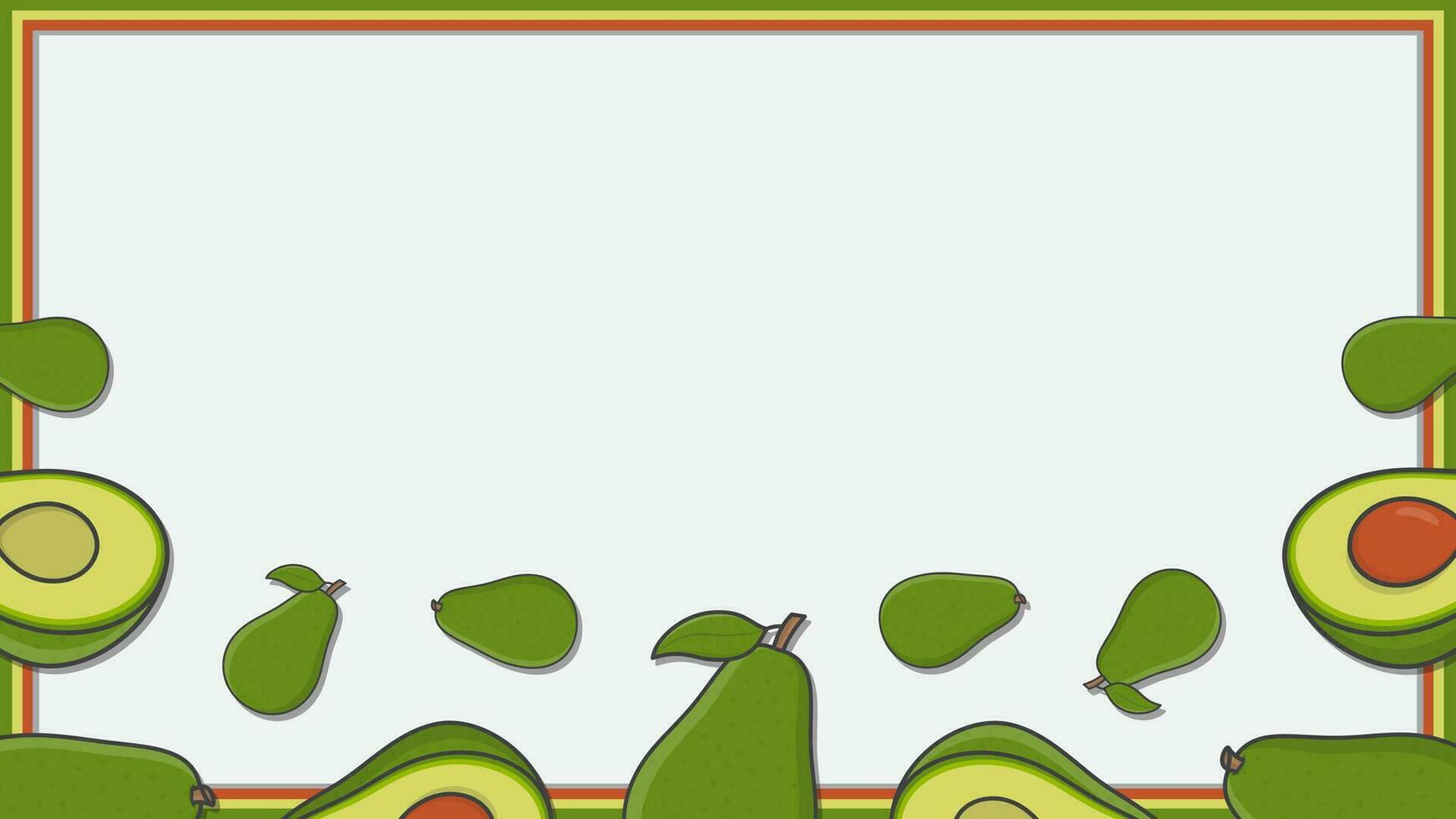Avocado Obst Hintergrund Design Vorlage. Avocado Karikatur Vektor Illustration. Obst