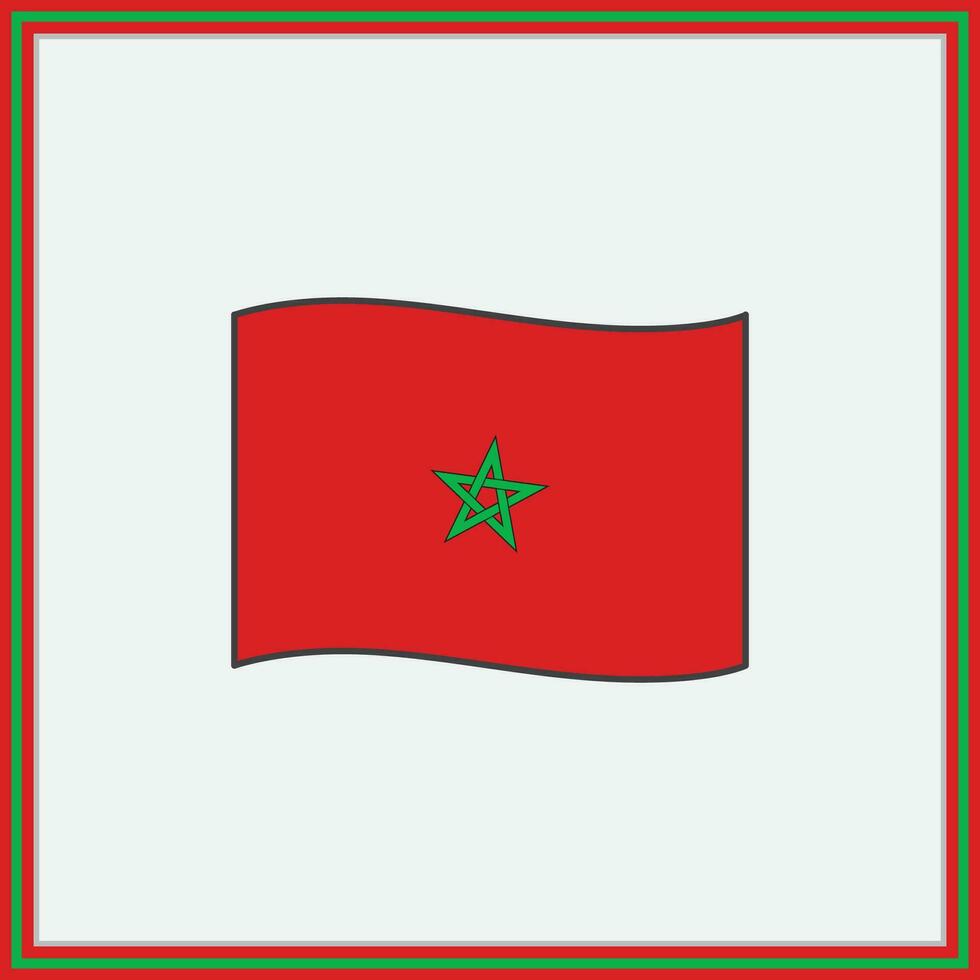 marocko flagga tecknad serie vektor illustration. flagga av marocko platt ikon översikt. nationell marocko flagga
