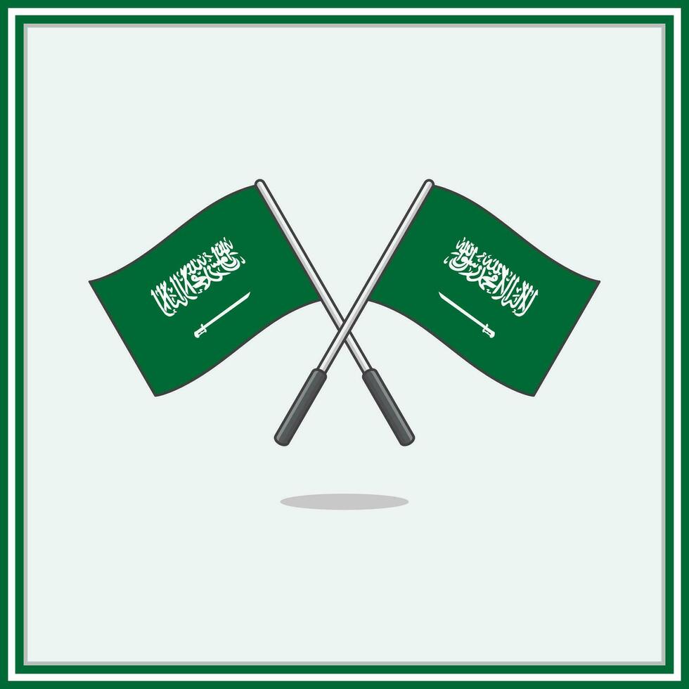 Flagge von Saudi Arabien Karikatur Vektor Illustration. Saudi Arabien Flagge eben Symbol Gliederung