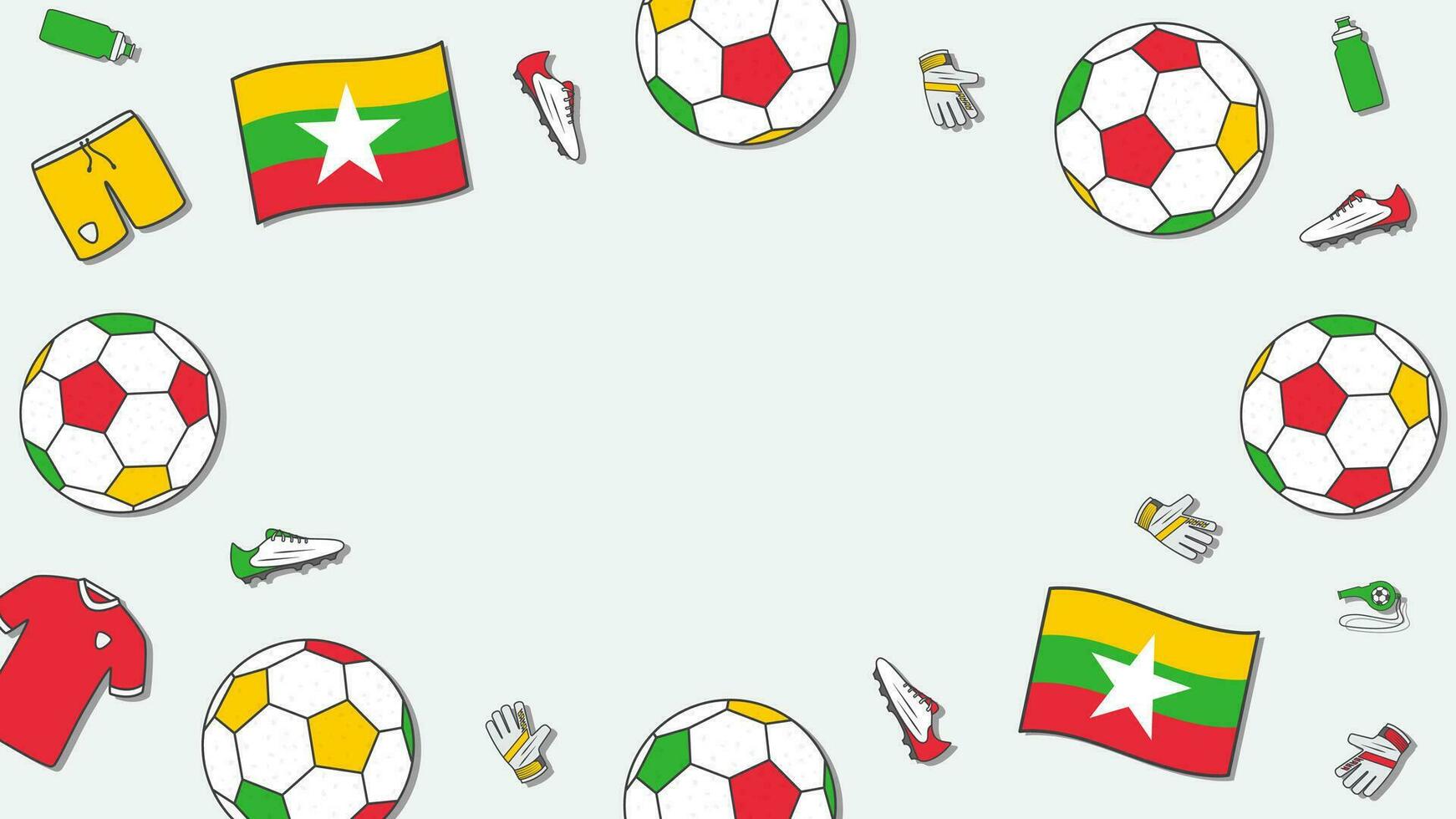 Fußball Hintergrund Design Vorlage. Fußball Karikatur Vektor Illustration. Turnier im Myanmar