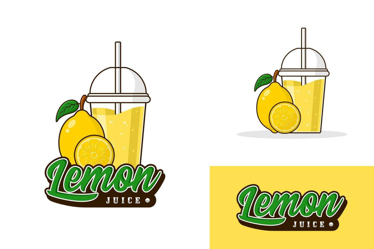 citron- juice dryck logotyp design illustration samling vektor