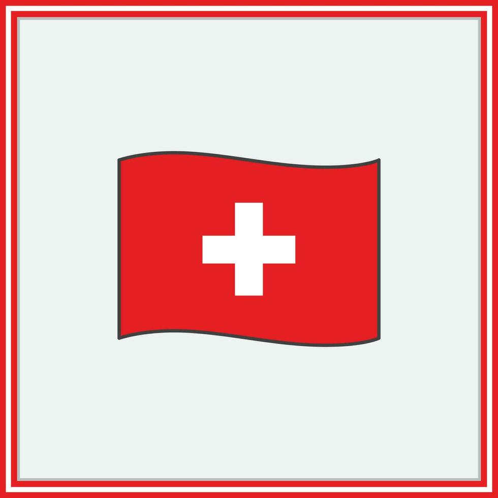 Schweiz Flagge Karikatur Vektor Illustration. Flagge von Schweiz eben Symbol Umriss. National Schweiz Flagge