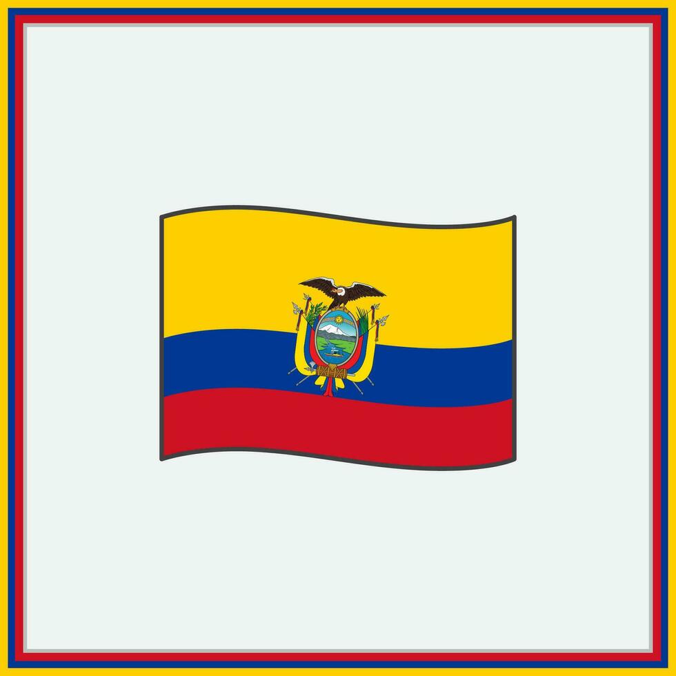 Ecuador Flagge Karikatur Vektor Illustration. Flagge von Ecuador eben Symbol Umriss. National Ecuador Flagge