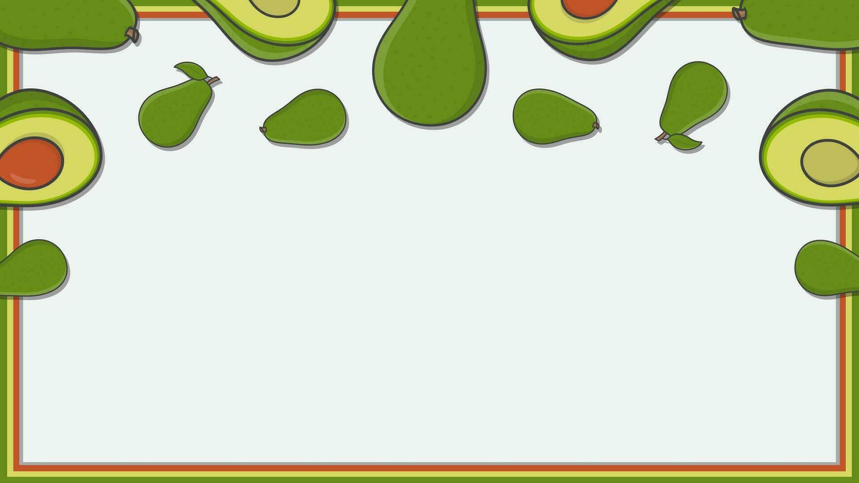 Avocado Obst Hintergrund Design Vorlage. Avocado Karikatur Vektor Illustration. Avocado Obst