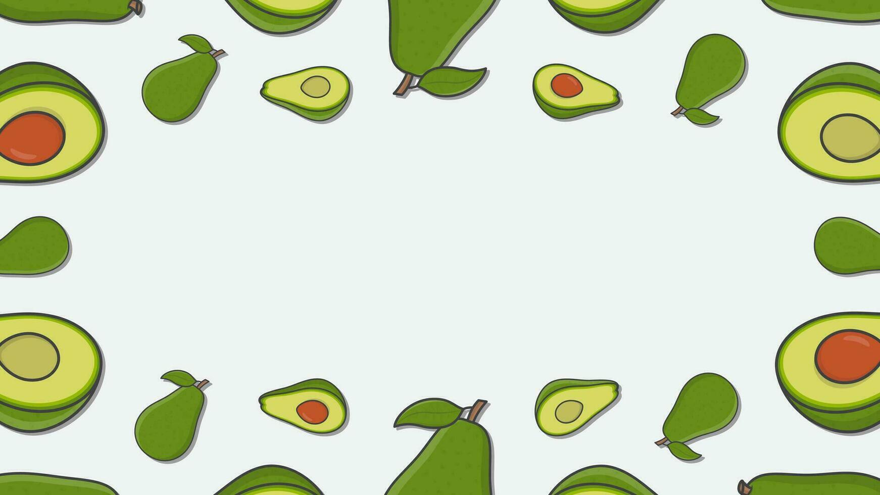 Avocado Obst Hintergrund Design Vorlage. Avocado Karikatur Vektor Illustration. Natur