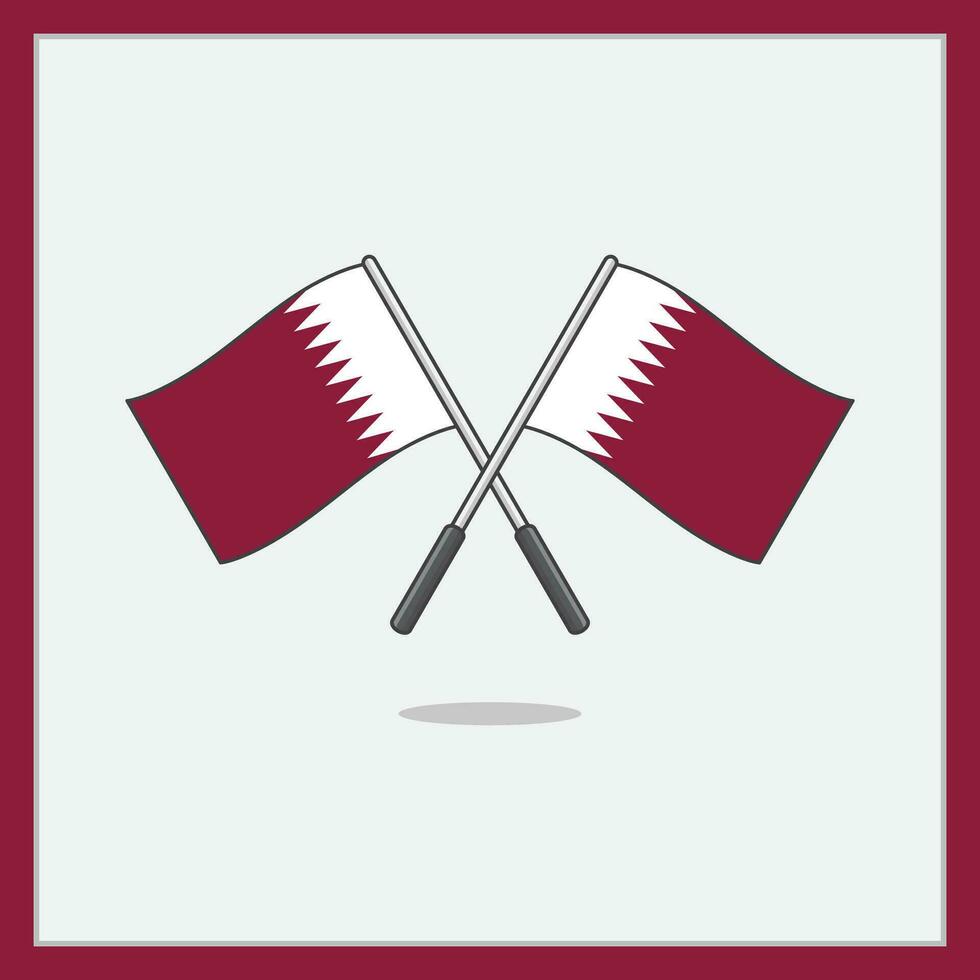 Flagge von Katar Karikatur Vektor Illustration. Katar Flagge eben Symbol Gliederung