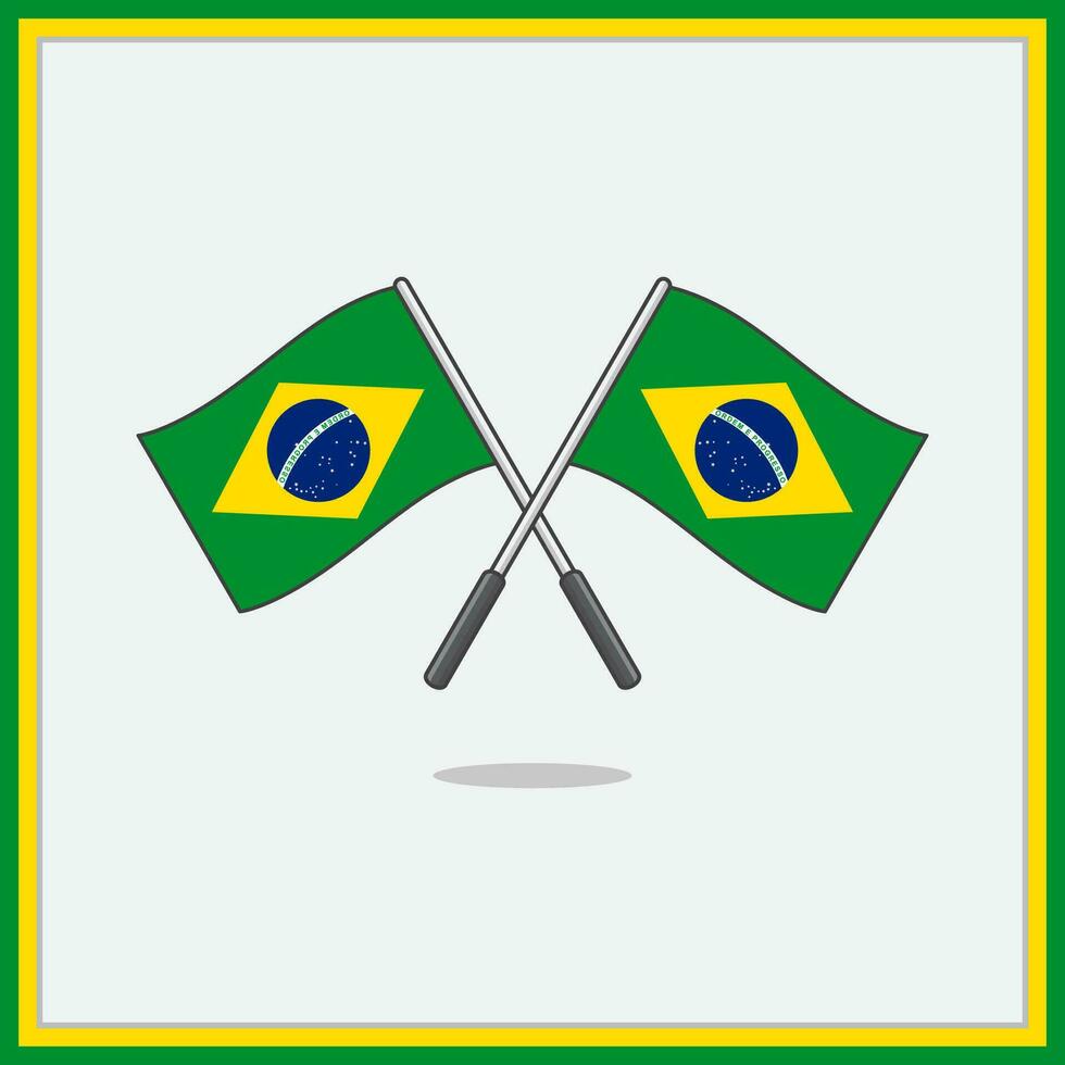Flagge von Brasilien Karikatur Vektor Illustration. Brasilien Flagge eben Symbol Gliederung