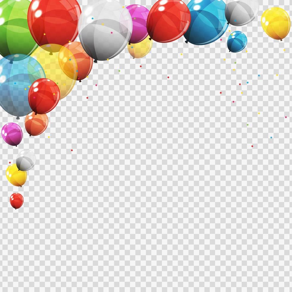 Gruppe von glänzenden Heliumballons mit leerer Seite isoliert vektor