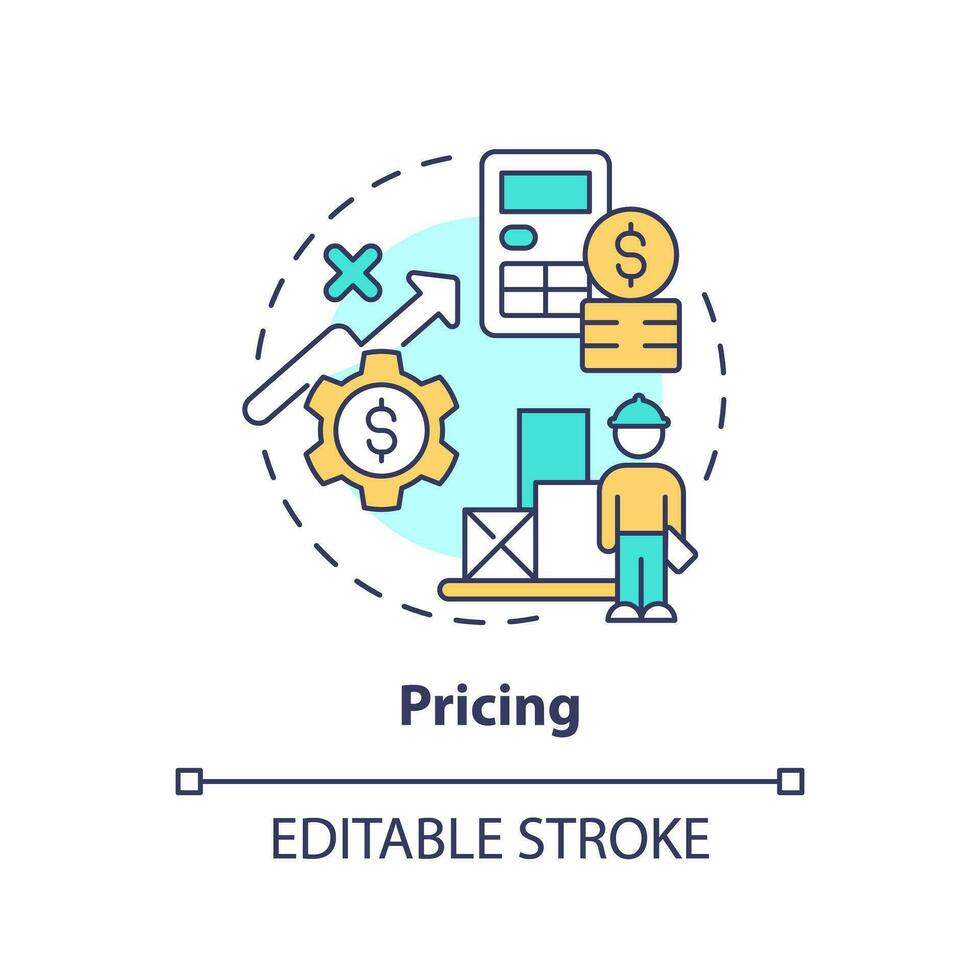 2d editierbar Preisgestaltung dünn Linie Symbol Konzept, isoliert Vektor, Mehrfarbig Illustration Darstellen Verkäufer Management. vektor
