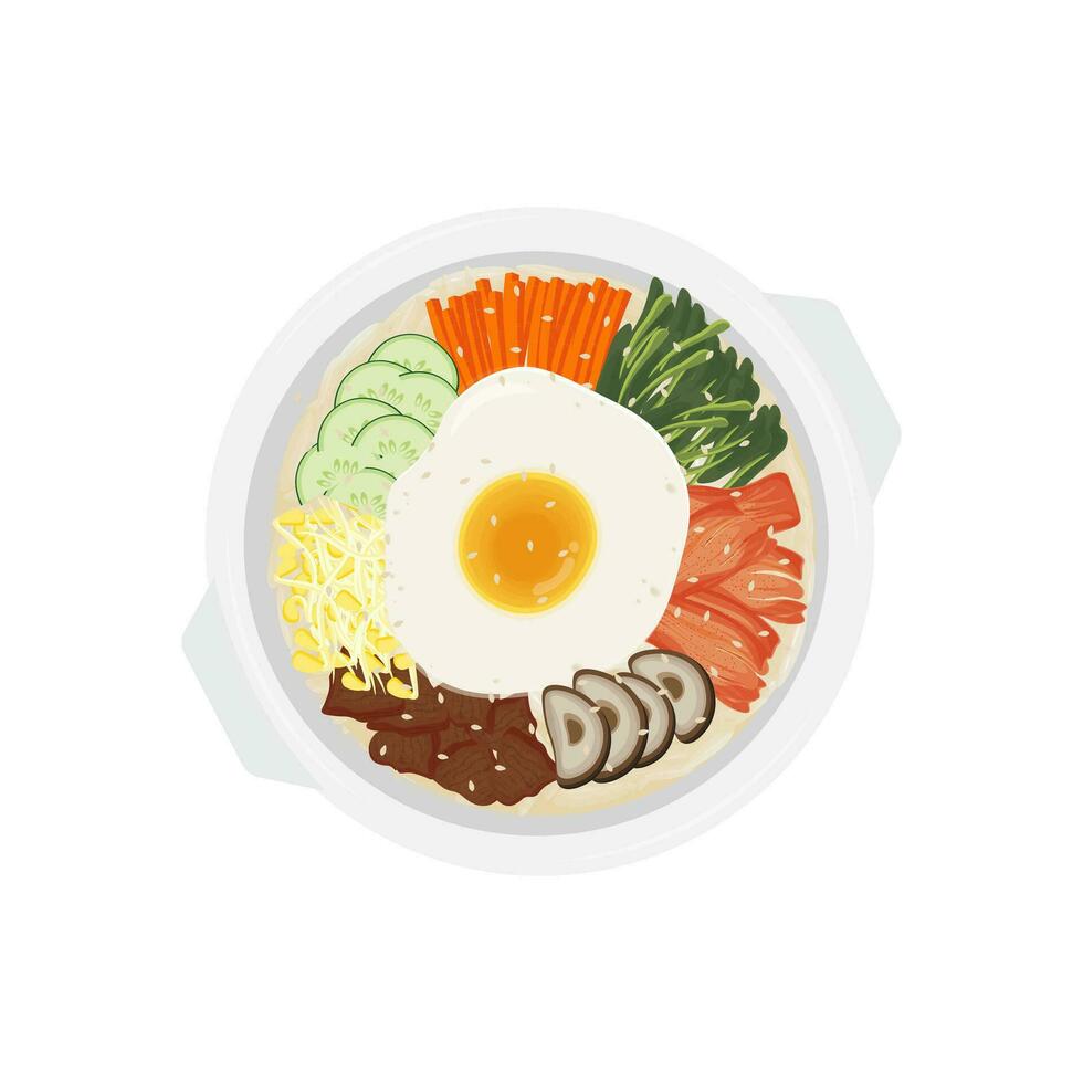 kryddad bimbimbap koreanska mat illustration logotyp vektor