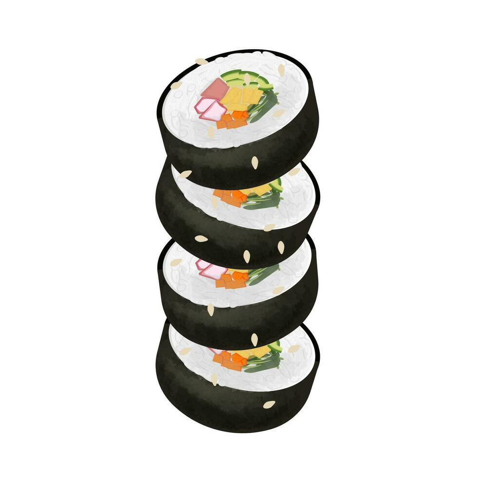 koreanska sushi gimbap eller kimbap illustration logotyp vektor