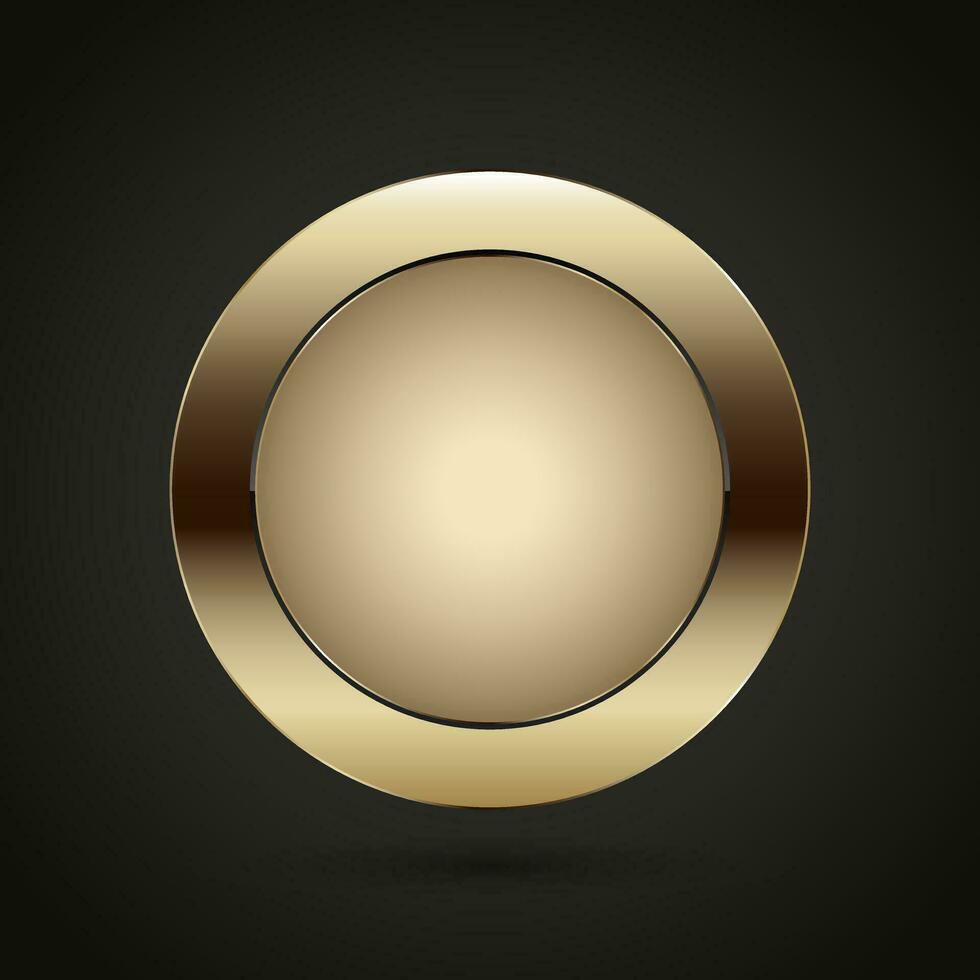 en lyx guld premie kvalitet bricka knapp design, och lyx cirkel på mörk bakgrund vektor