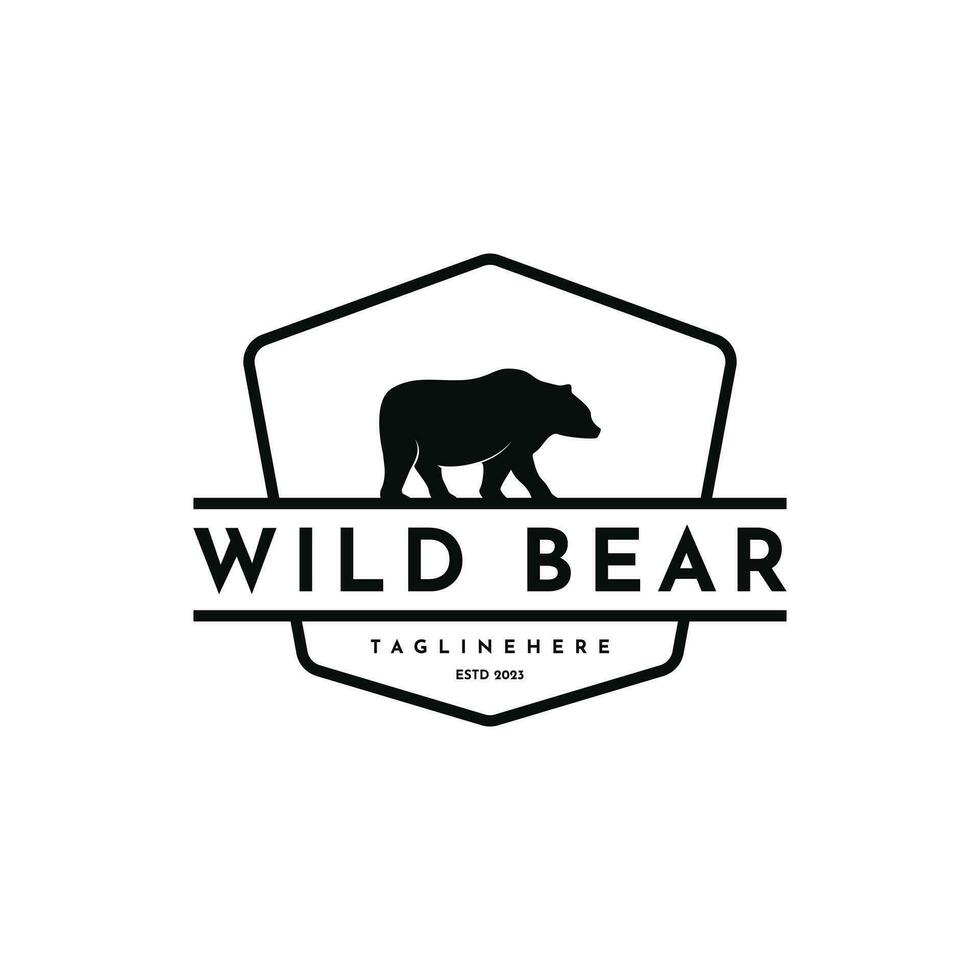 wild Bär Logo Design Jahrgang retro Abzeichen vektor