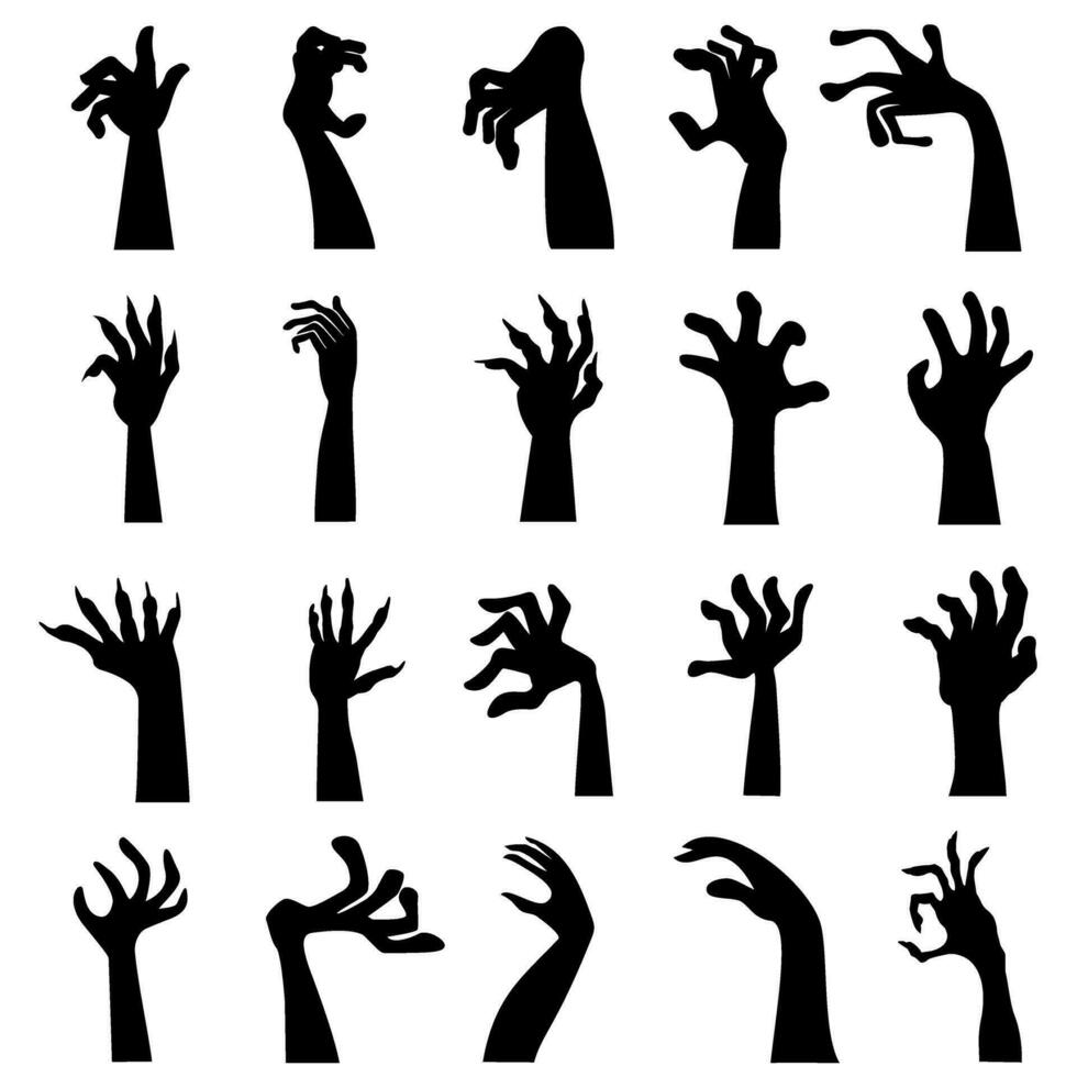 Zombie Hand Symbol Vektor Satz. Hand Illustration Zeichen Sammlung. Halloween Symbol.