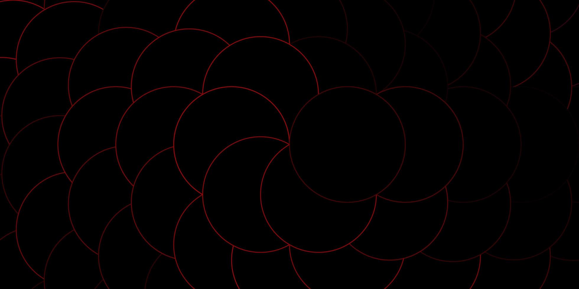 dunkelrote Vektorvorlage mit Kreisen. Illustration mit leuchtenden bunten abstrakten Kugeln. Muster für Websites, Zielseiten. vektor