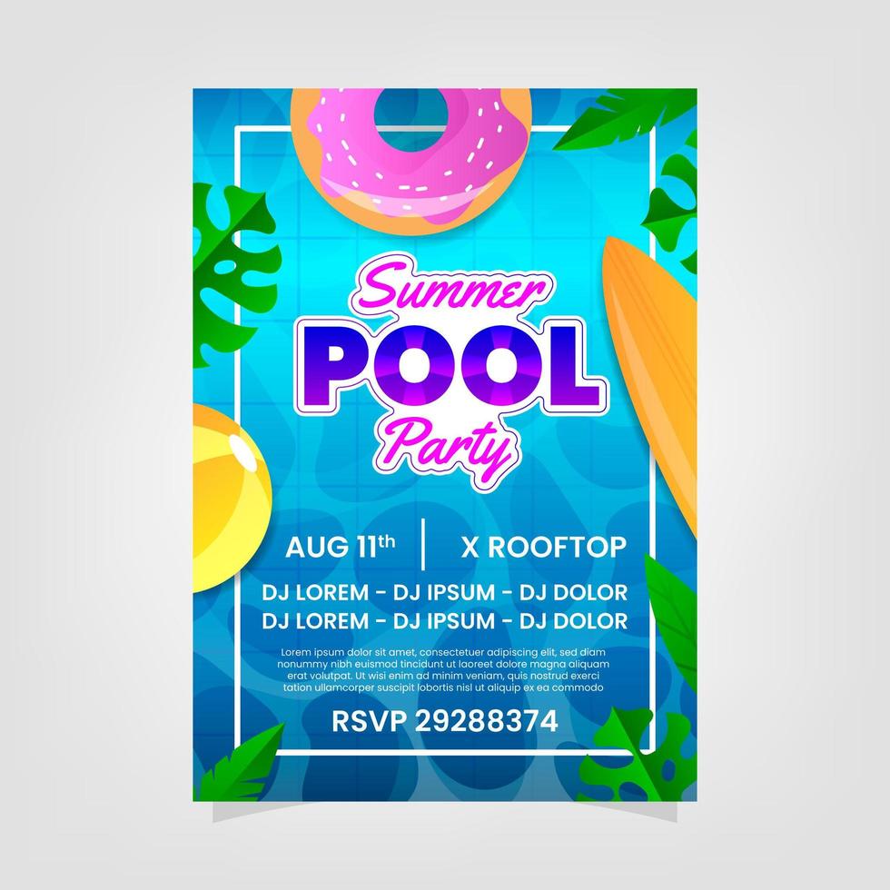 Sommer-Poolparty-Poster vektor