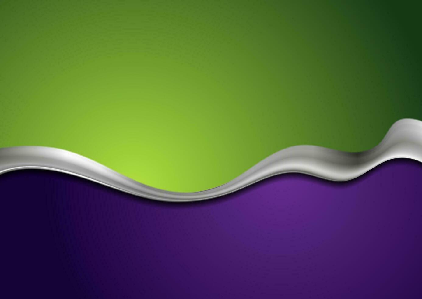 Grün und violett Kontrast Hintergrund mit abstrakt metallisch Welle vektor