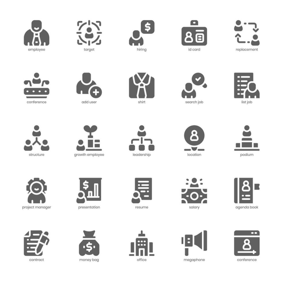 Mensch Ressource Symbol Pack zum Ihre Webseite, Handy, Mobiltelefon, Präsentation, und Logo Design. Mensch Ressource Symbol solide Design. Vektor Grafik Illustration und editierbar Schlaganfall.