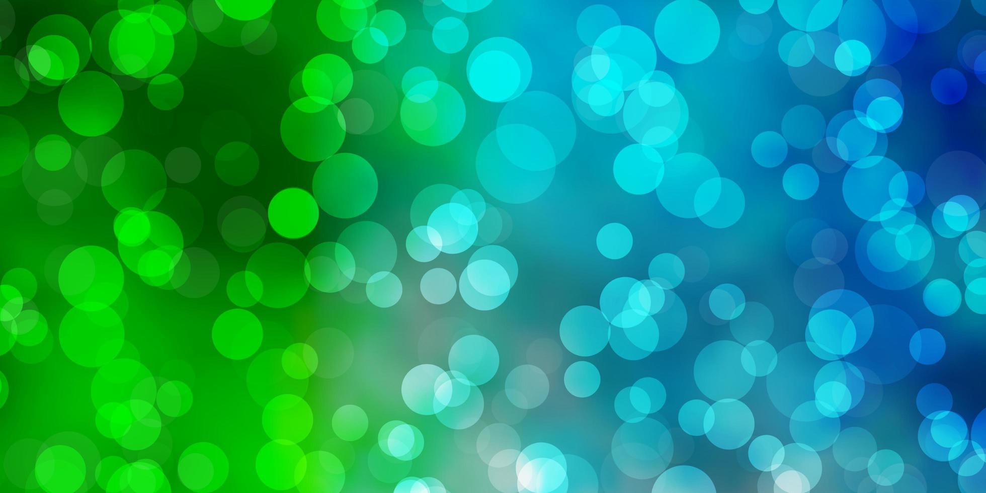 hellblaues, grünes Vektorlayout mit Kreisformen. abstraktes dekoratives Design im Farbverlaufsstil mit Blasen. neue Vorlage für ein Markenbuch. vektor