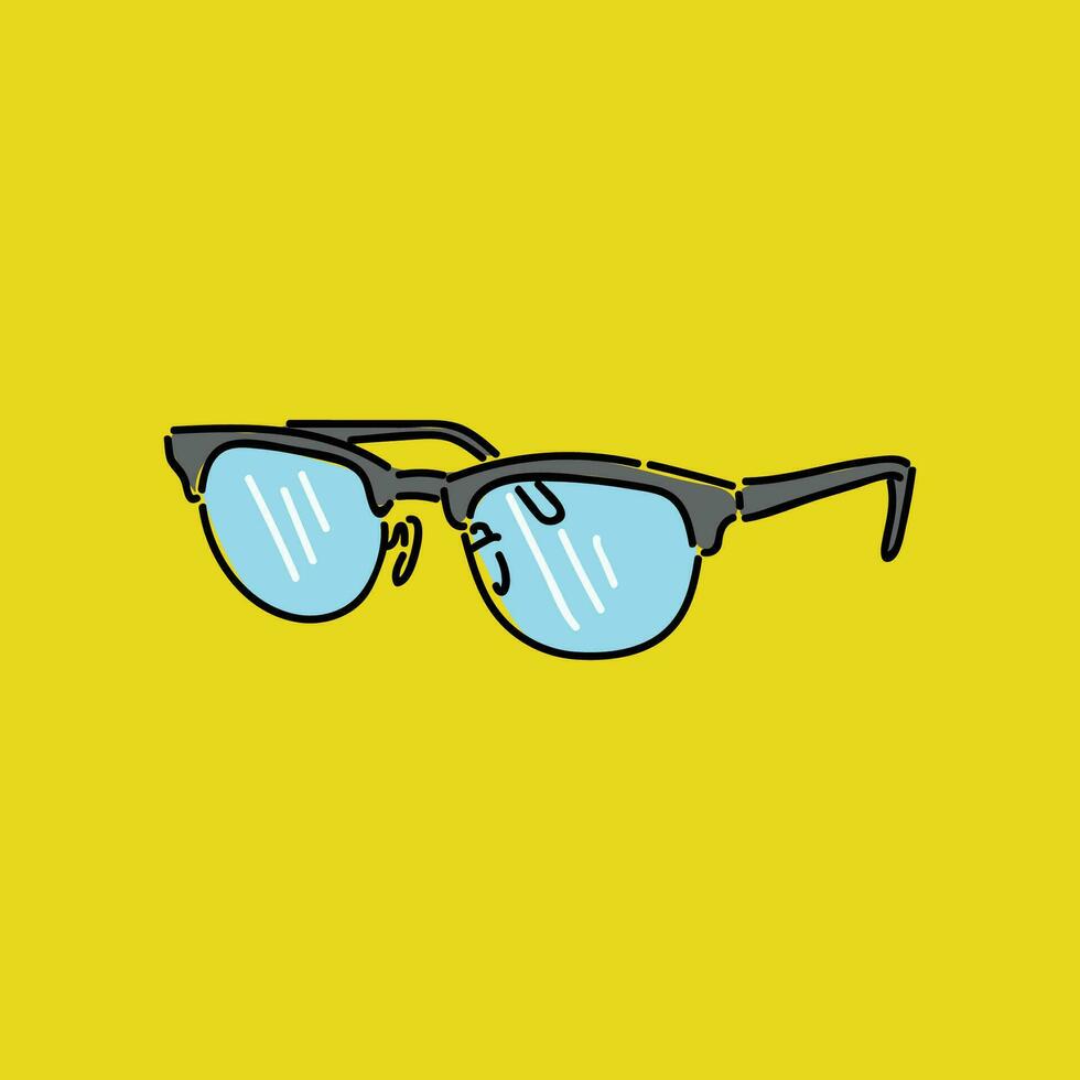 grå glasögon med gul bakgrund vektor