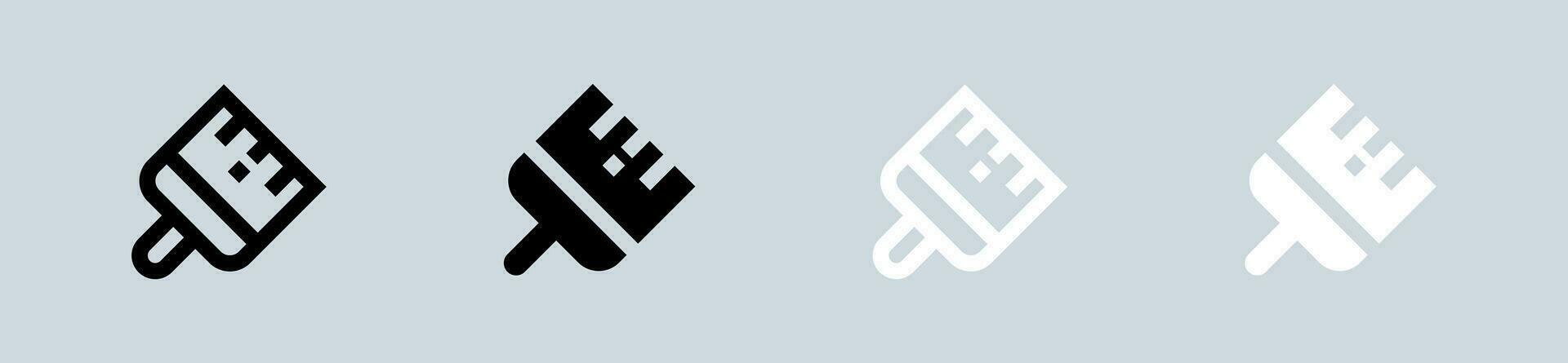 Bürste Symbol einstellen im schwarz und Weiß. Farbe Zeichen Vektor Illustration.