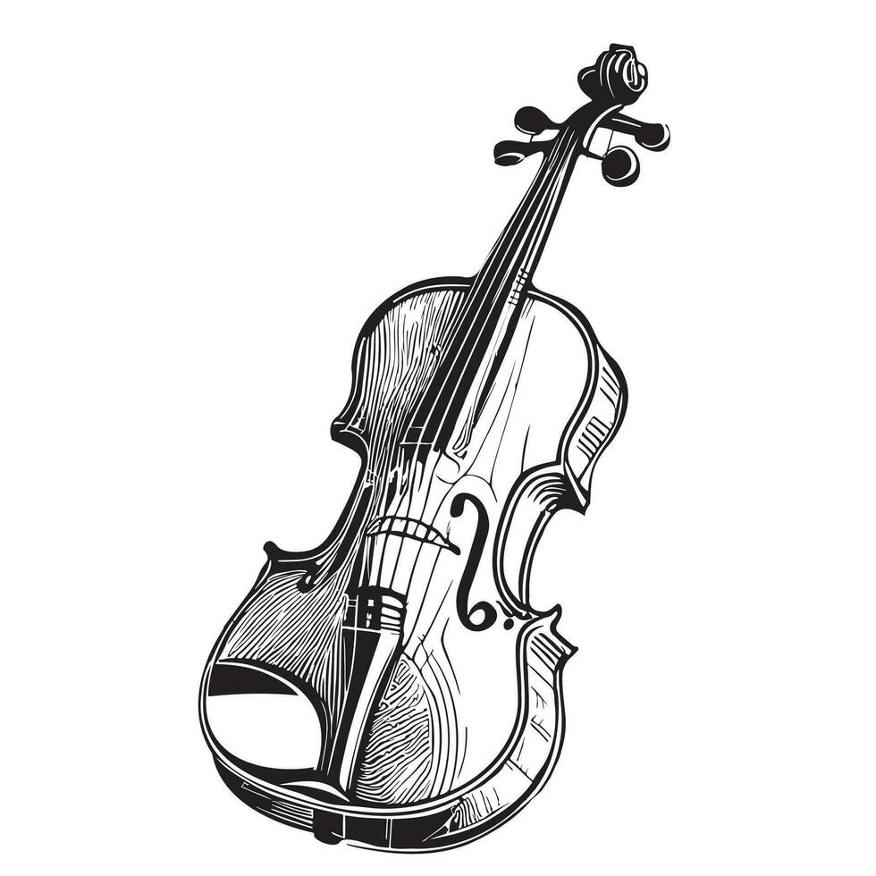 fiol retro hand dragen skiss vektor illustration musikalisk instrument