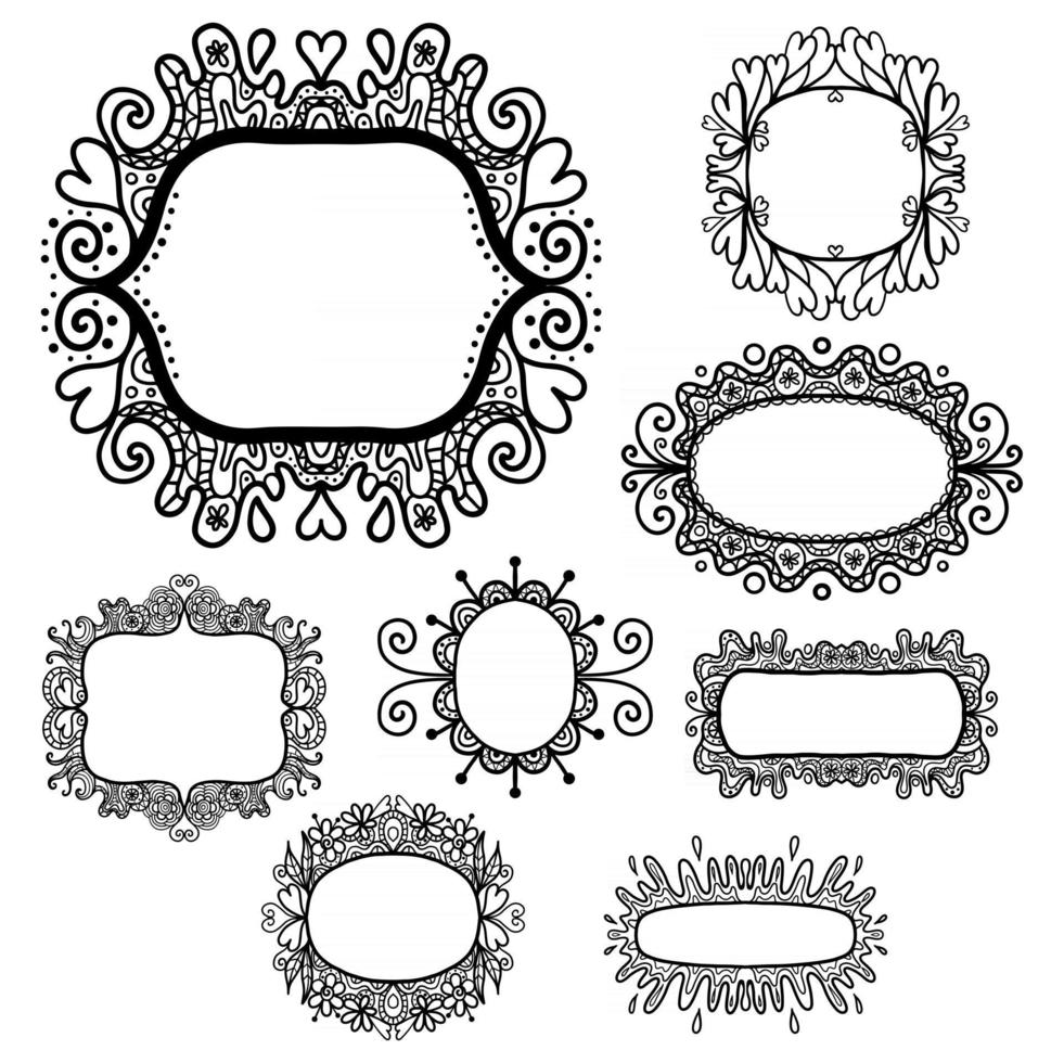 folk konst doodle ram set vektor