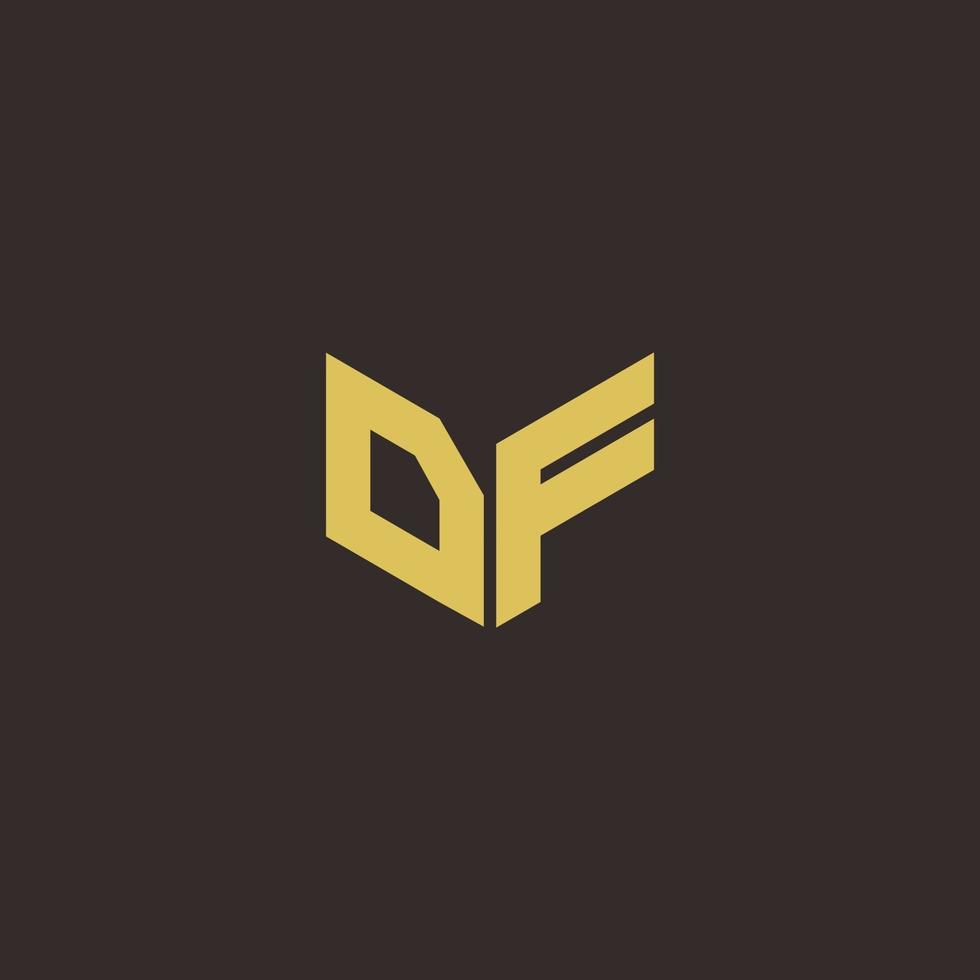 df-Logo-Buchstaben-Anfangslogo-Design-Vorlage mit goldenem und schwarzem Hintergrund vektor