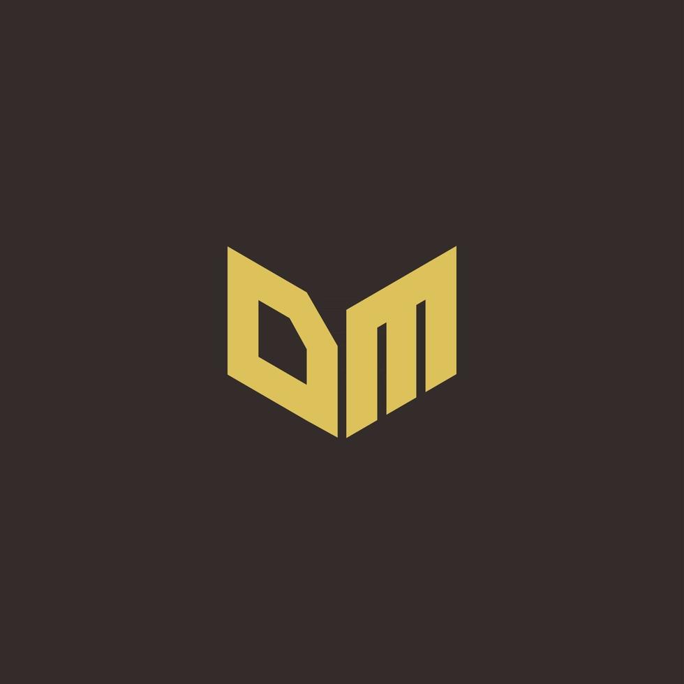 dm logotyp brev initial logo design mall med guld och svart bakgrund vektor