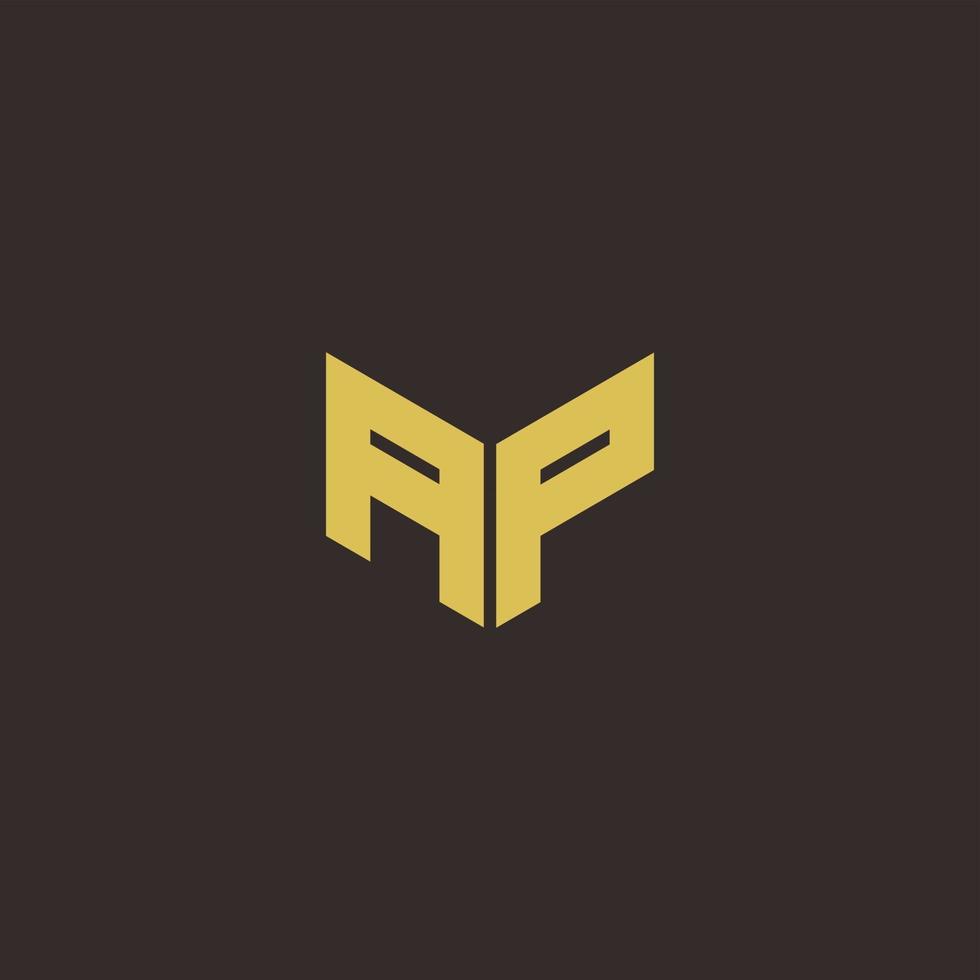 ap logotyp brev initial logo design mall med guld och svart bakgrund vektor