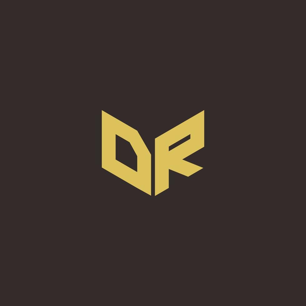 dr logo brev initial logo design mall med guld och svart bakgrund vektor