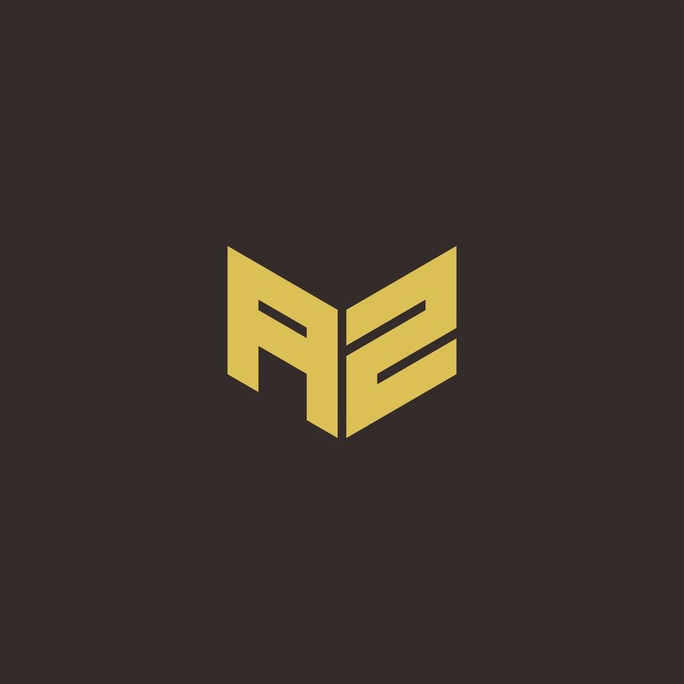 az logo buchstaben initial logo entwirft vorlage mit gold und schwarzem hintergrund vektor