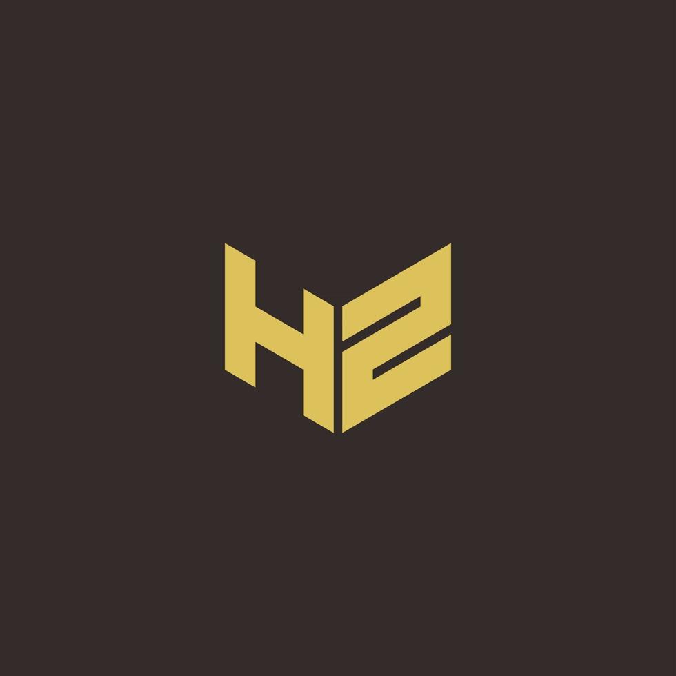 hz logo brief initial logo design template mit gold und schwarzem hintergrund vektor