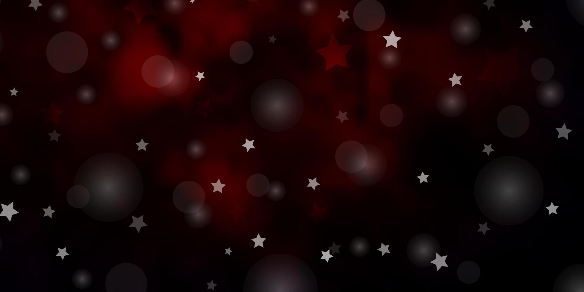 mörk röd vektor bakgrund med cirklar, stjärnor. illustration med uppsättning färgglada abstrakta sfärer, stjärnor. konsistens för persienner, gardiner.