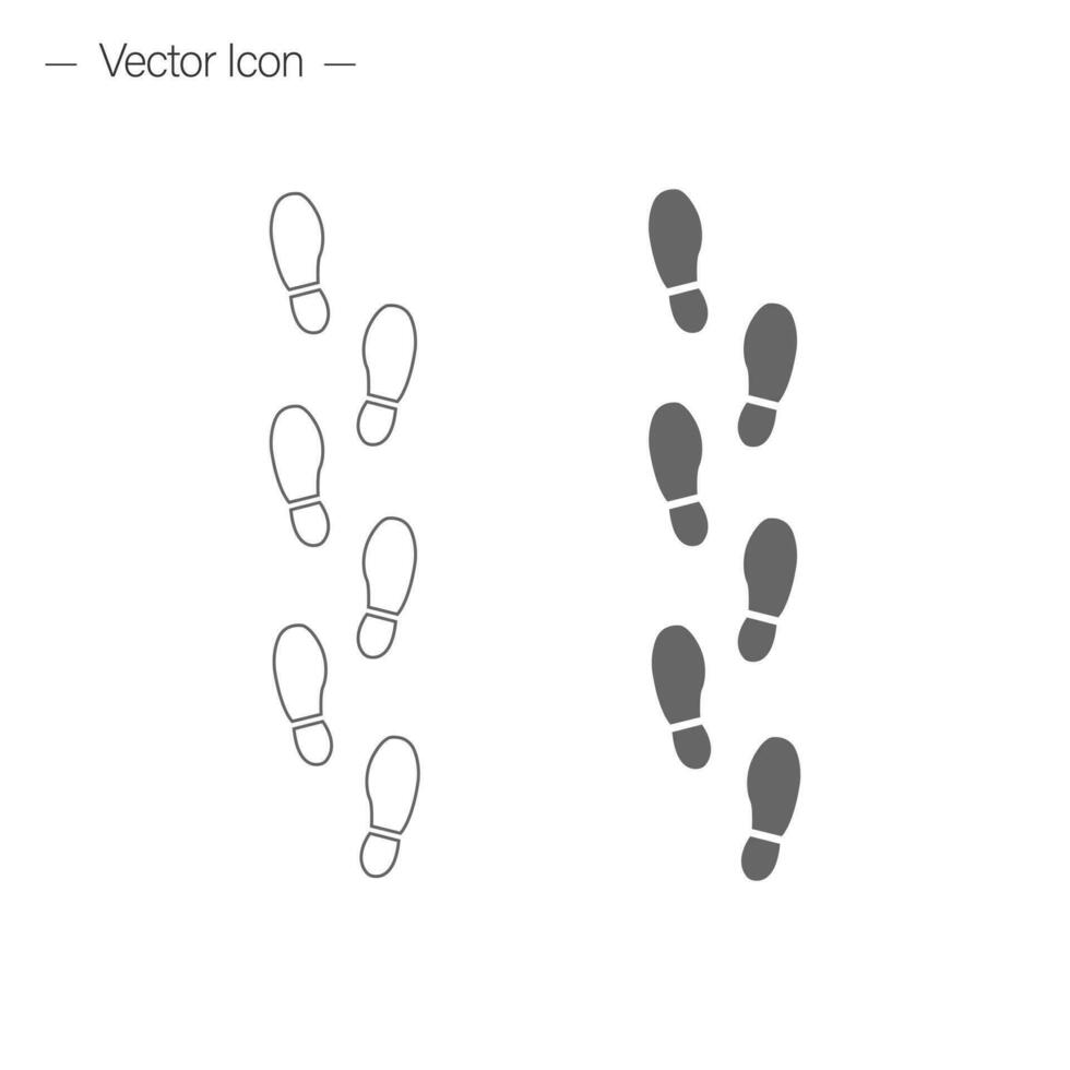 Gehen Mensch Fußabdrücke Symbol. isoliert Vektor Illustration. eben und Linie Design.