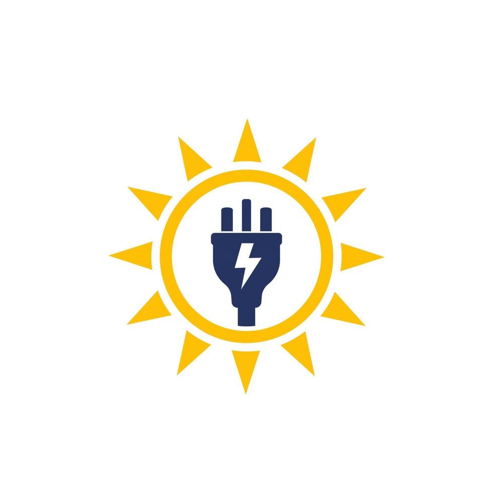 solenergi, sol och eluttag, vektor logo ikon