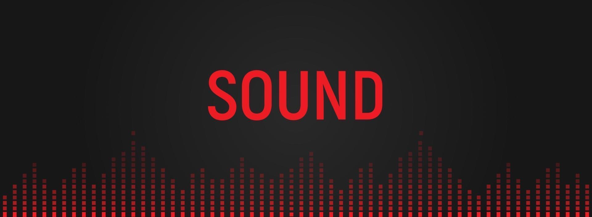 ljudutjämnare, röstintervalligenkänningsillustration. musikuppspelning, ikon för ljudspår. digitalt ljudspektrum. isolerade röda ljudvibrationer på svart bakgrund vektor