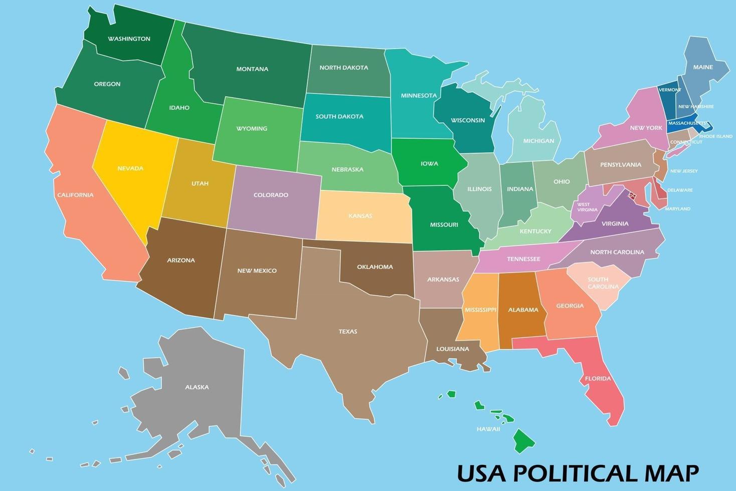 Politische Karte der Vereinigten Staaten von Amerika vektor