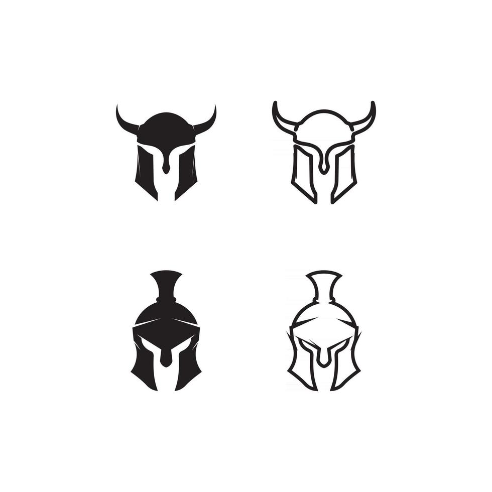spartanischer Helm Logo Vorlage Logo Soldat und Ritter Set Symbol Logo vektor