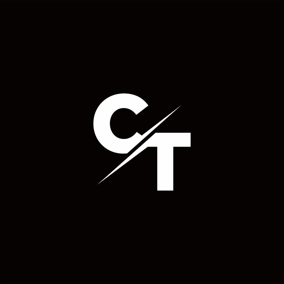 ct Logo Brief Monogramm Schrägstrich mit moderner Logo-Design-Vorlage vektor
